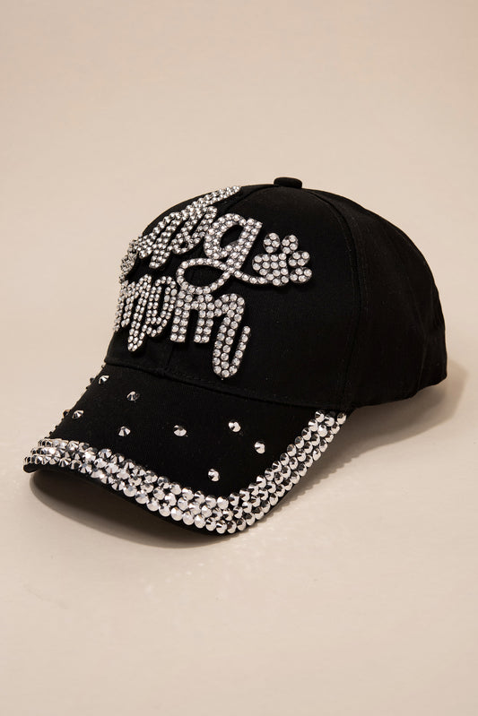 Dog Mom Cap with 3 Line Jewels