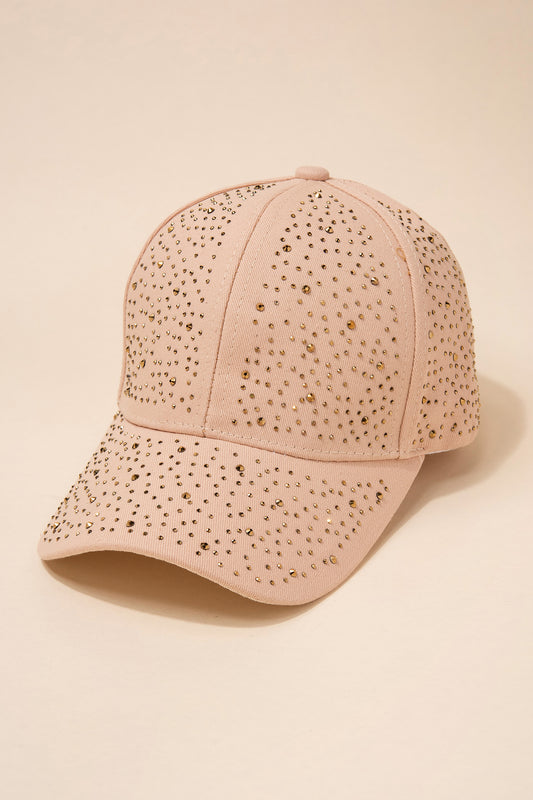 Nora Casual Rhinestone Cap | Beige