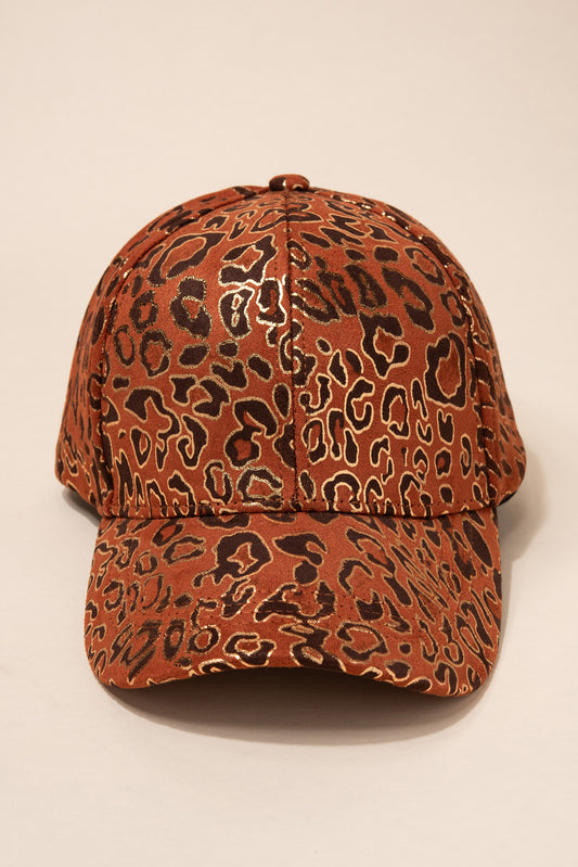 Soft Leopard Cap with Foil Detail | Tan