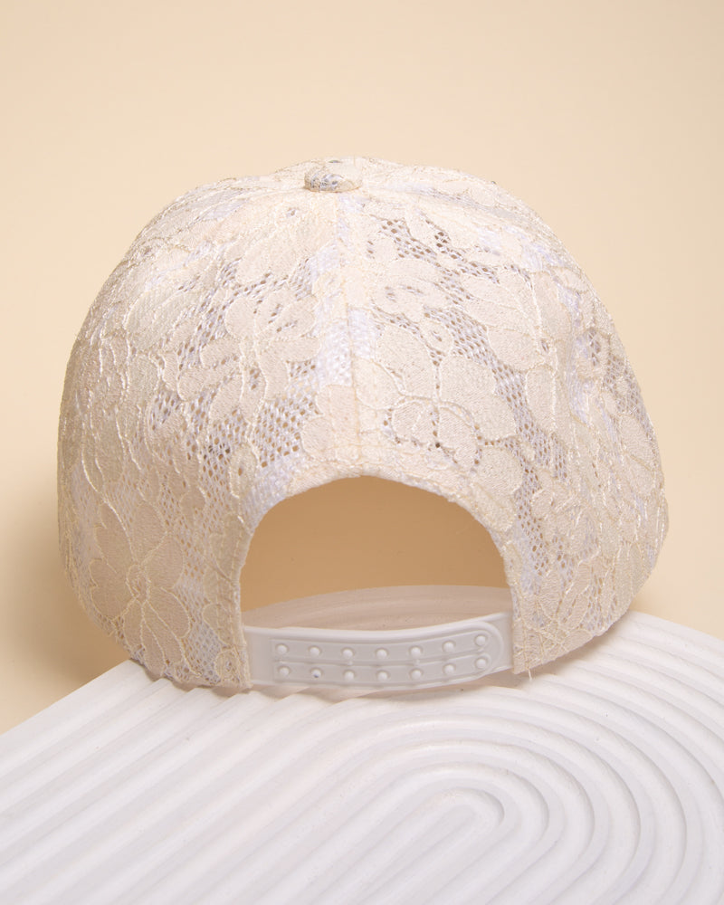 Mariah Rhinestone Jeweled Butterfly Lace Pattern Baseball Cap
