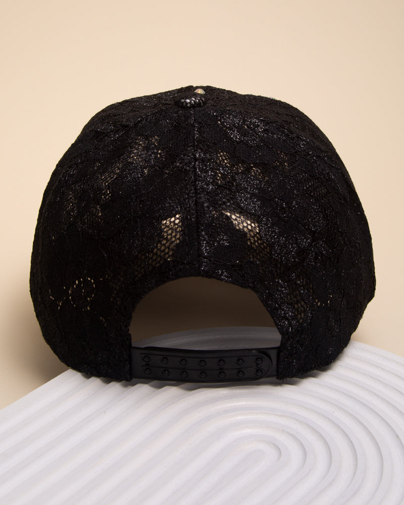 Mariah Rhinestone Jeweled Butterfly Lace Pattern Baseball Cap