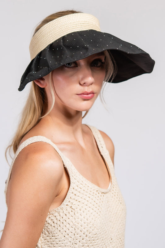 Naomi Fashion Wide Down Brim Fabric Sun Visor Hat