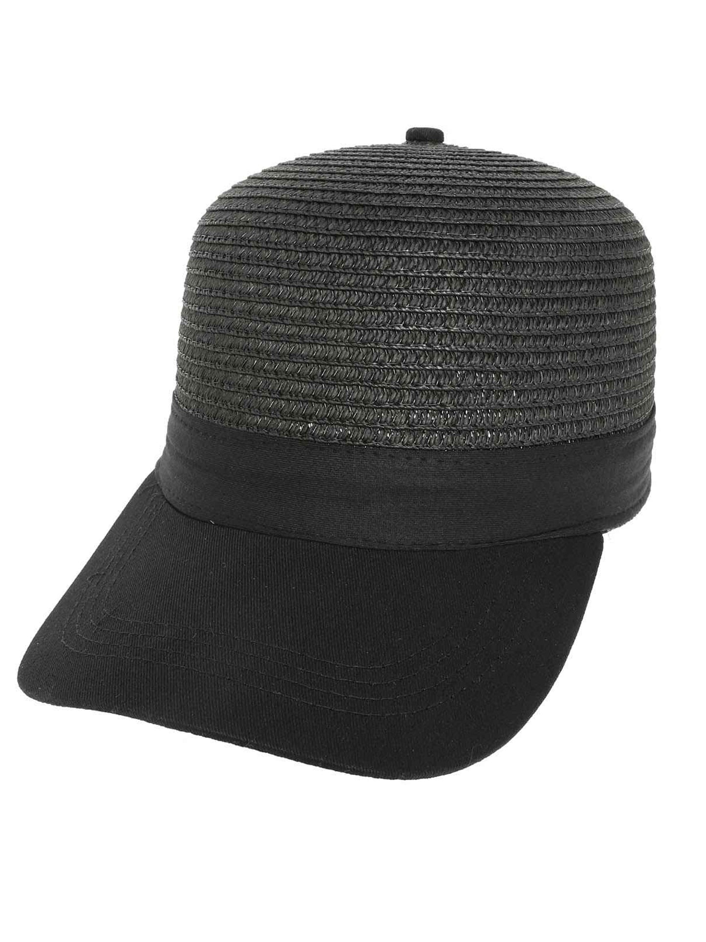 Grace Straw Woven Paper Braid Baseball Cap with Fabric Brim