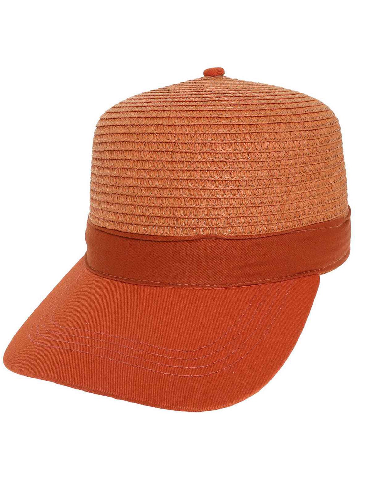 Grace Straw Woven Paper Braid Baseball Cap with Fabric Brim