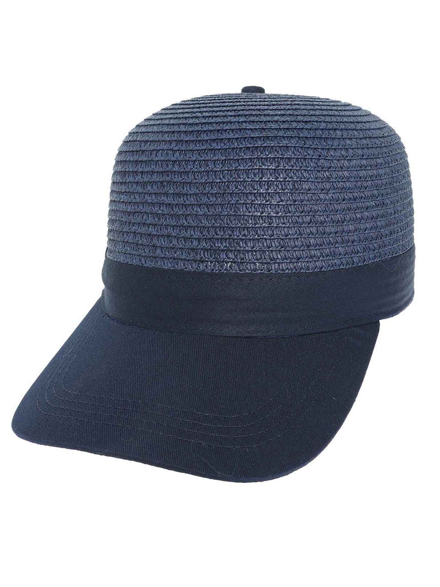 Grace Straw Woven Paper Braid Baseball Cap with Fabric Brim