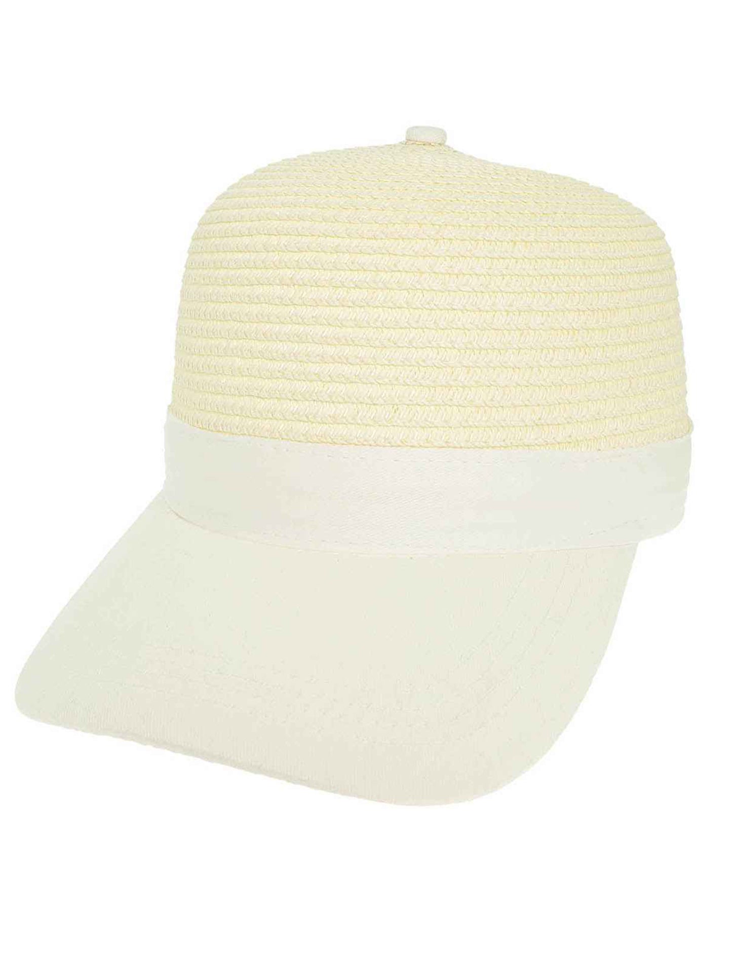 Grace Straw Woven Paper Braid Baseball Cap with Fabric Brim