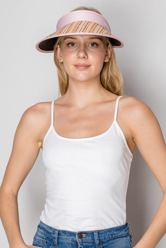 Ariella Fashion Colorful Stripe Straw Sun Visor Hat
