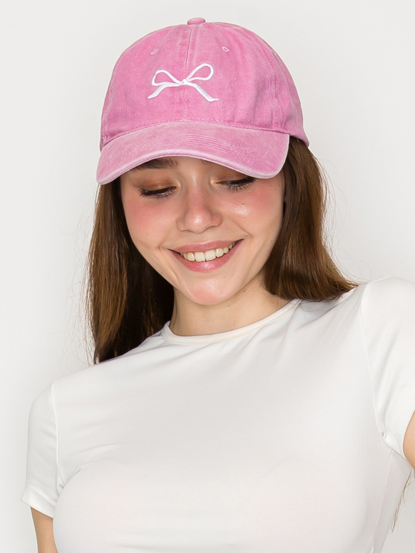Riley Loop-Tied Bow Embroidered Relaxed Denim Fit Baseball Cap