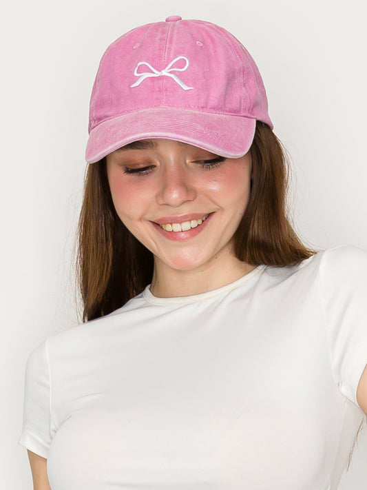 Riley Loop-Tied Bow Embroidered Relaxed Denim Fit Baseball Cap