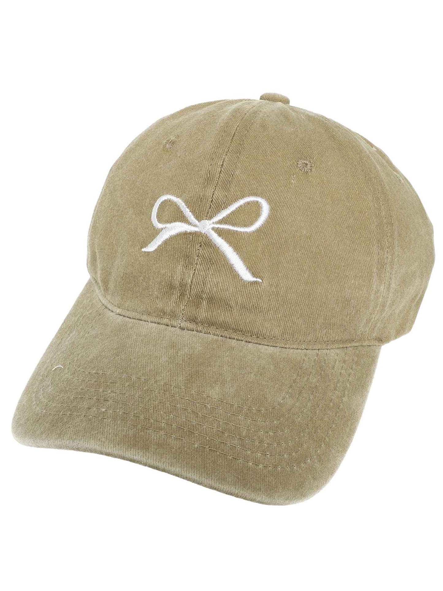 Riley Loop-Tied Bow Embroidered Relaxed Denim Fit Baseball Cap
