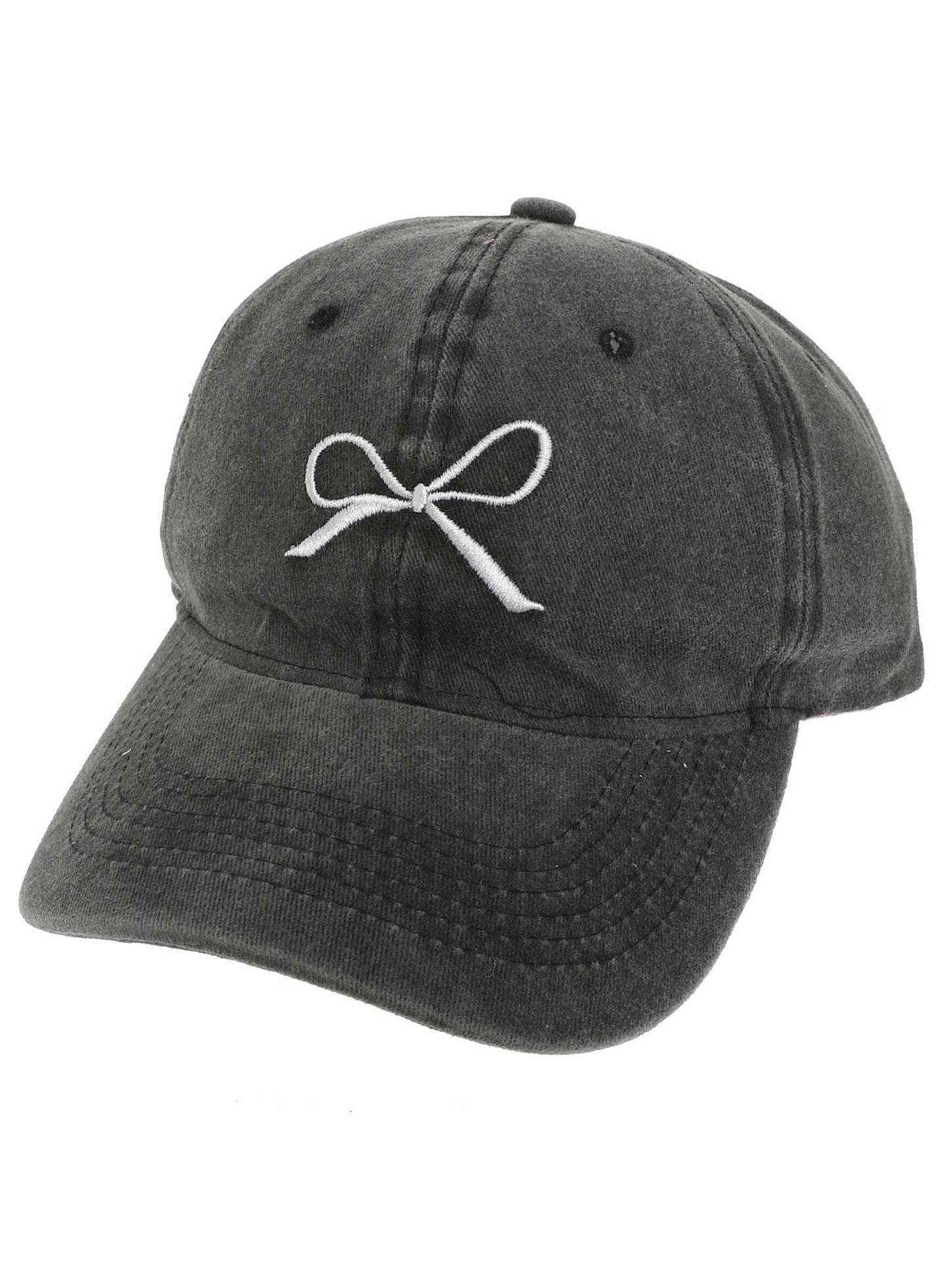 Riley Loop-Tied Bow Embroidered Relaxed Denim Fit Baseball Cap