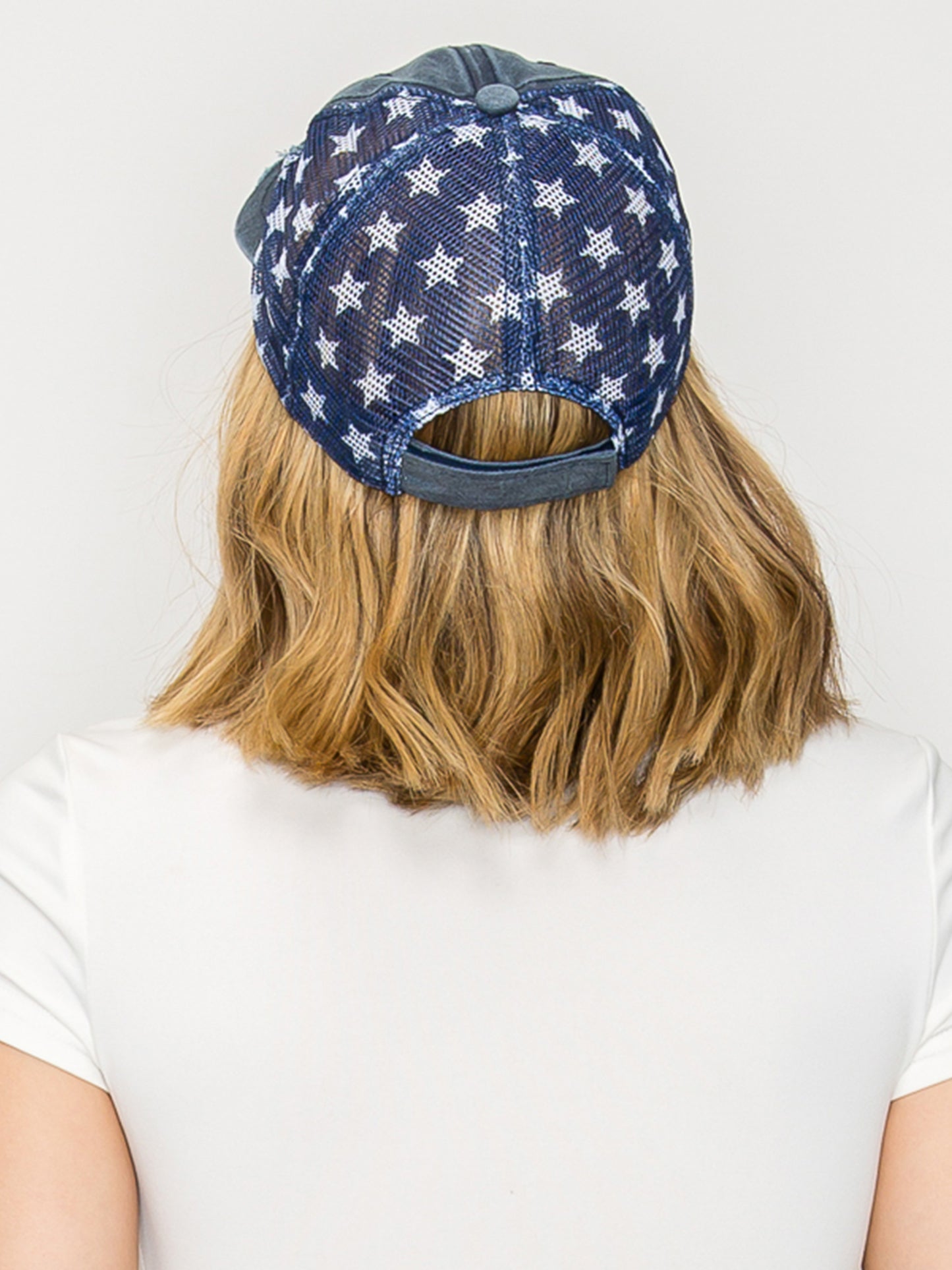 Alexandra USA Flag Embroidered Relaxed Denim Trucker Hat