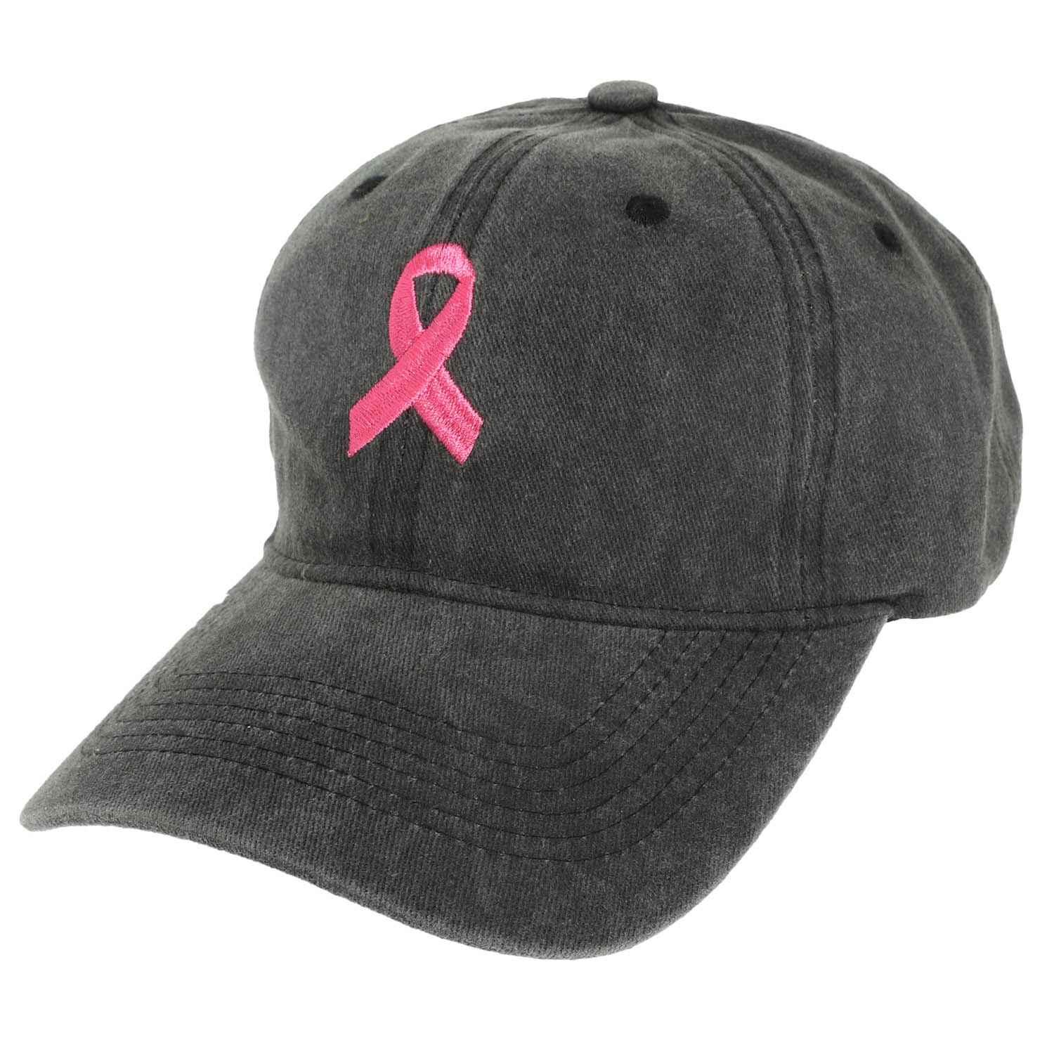 Jasmine Breast Cancer Awareness Ribbon Embroidered Denim Fit Cap | Black