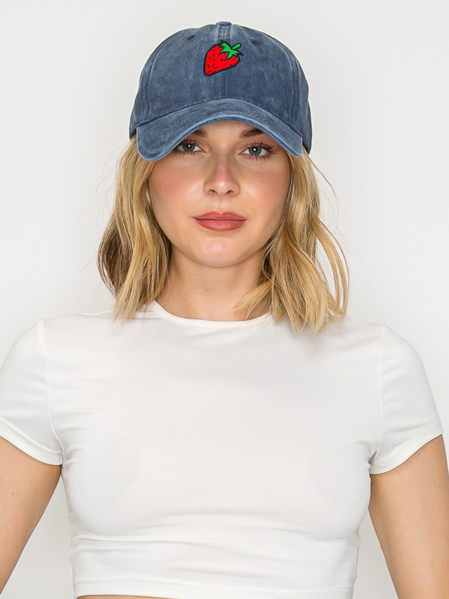 Catalina Strawberry Embroidered Relaxed Denim Fit Baseball Cap