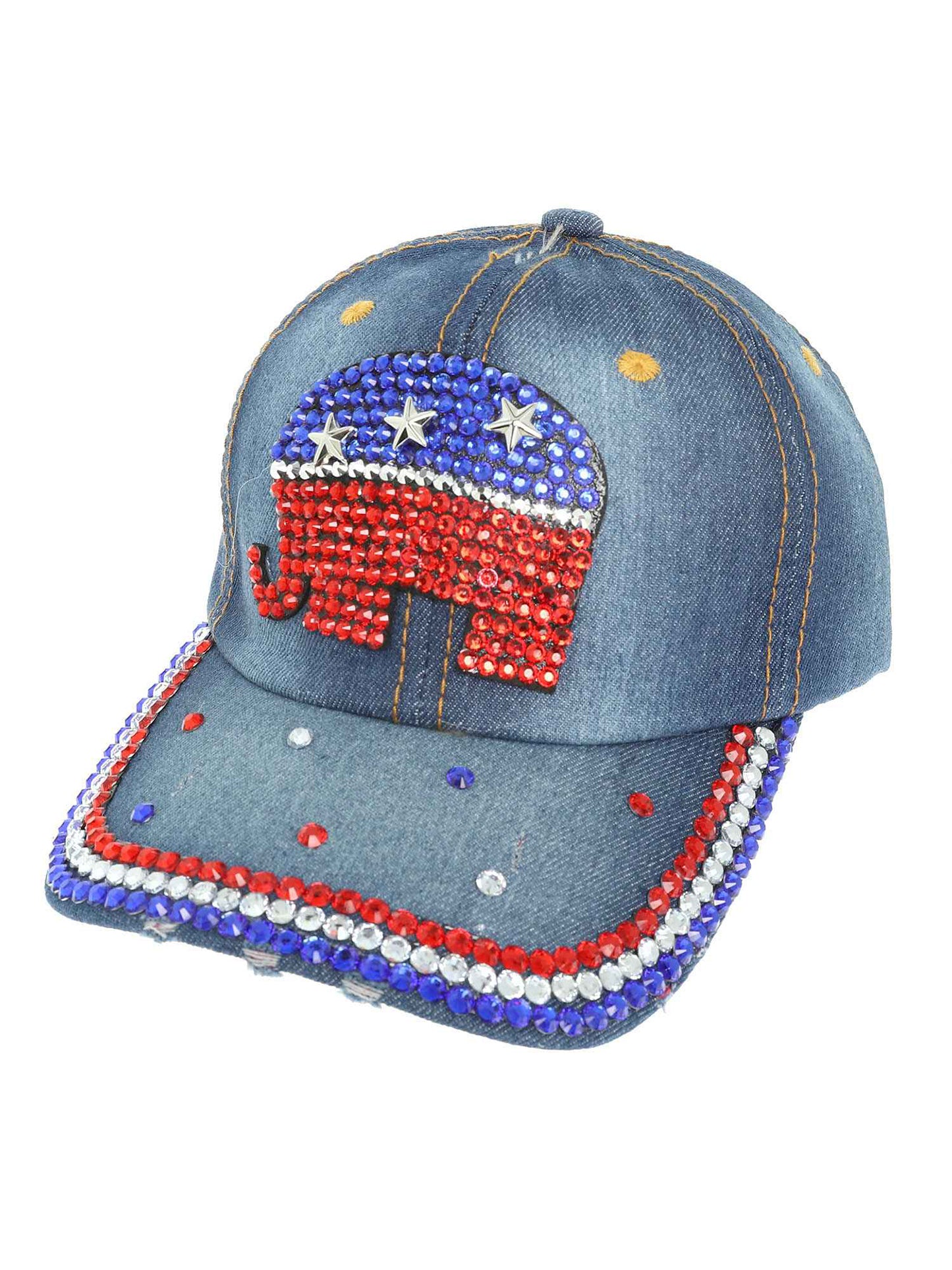 Reagan US Flag Rhinestone Studded Red, White, and Blue Baseball Cap