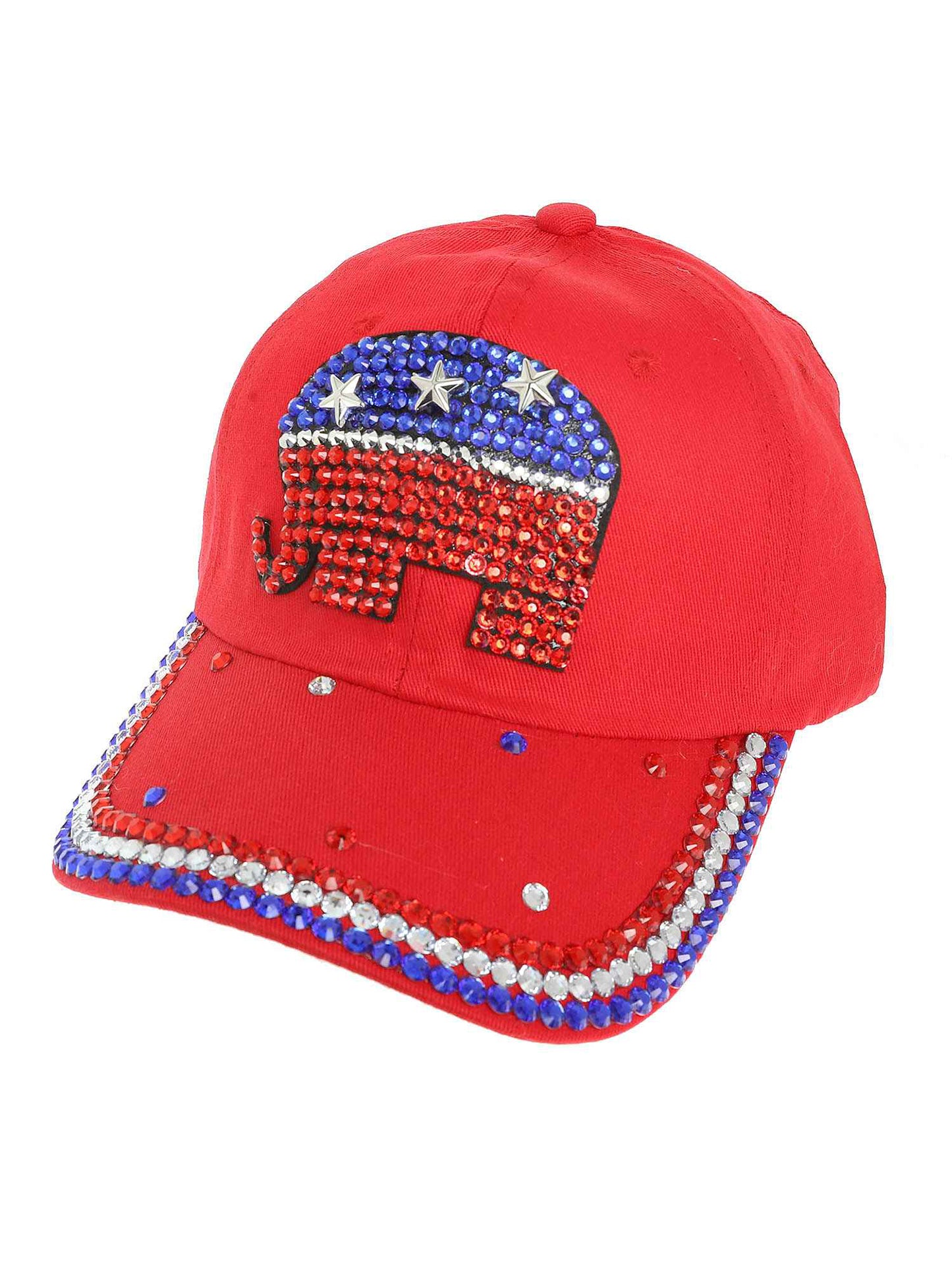 Reagan US Flag Rhinestone Studded Red, White, and Blue Baseball Cap