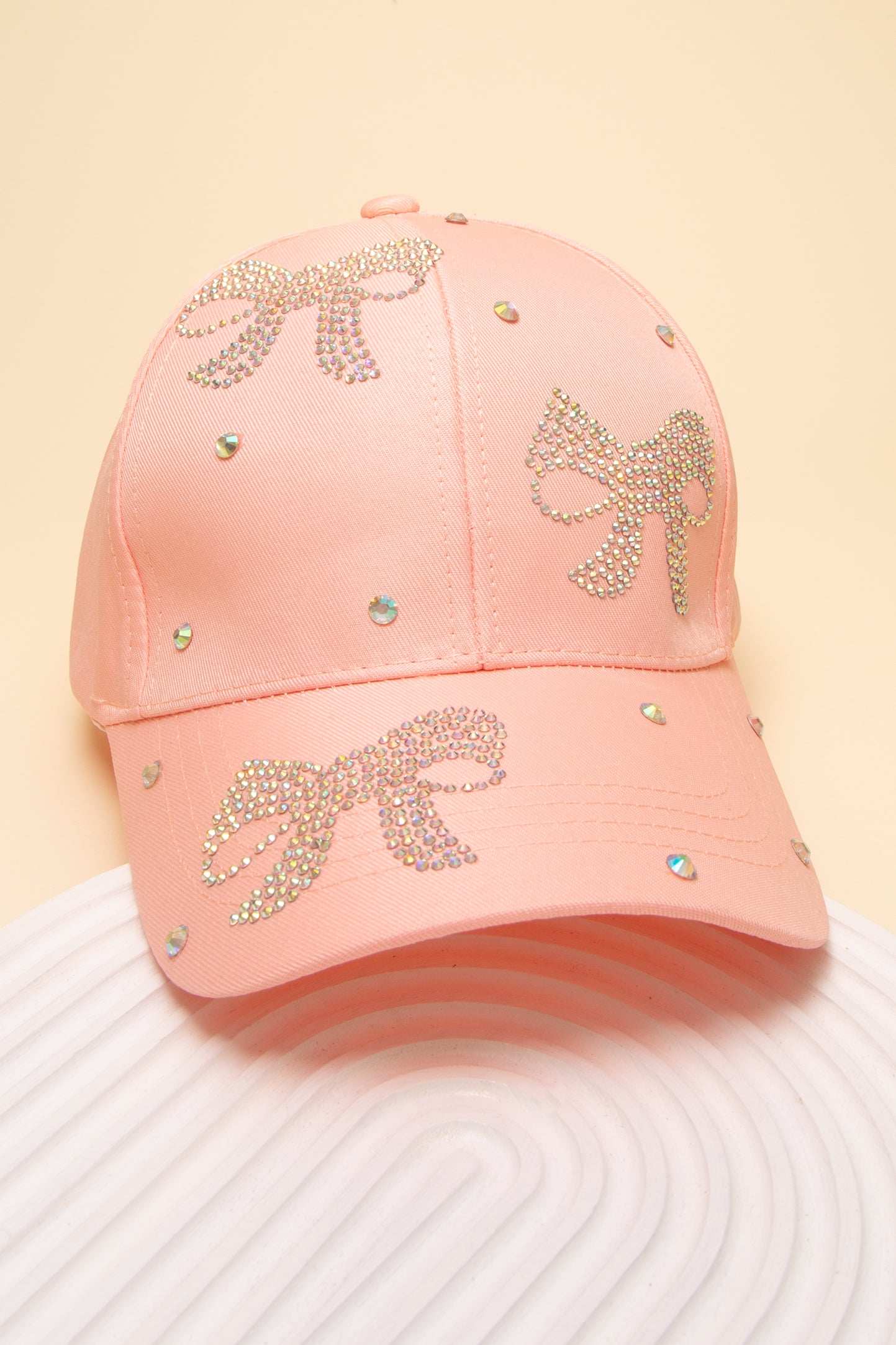 Haven Rhinestone Embellished Bow Design Relaxed Fit Denim Baseball