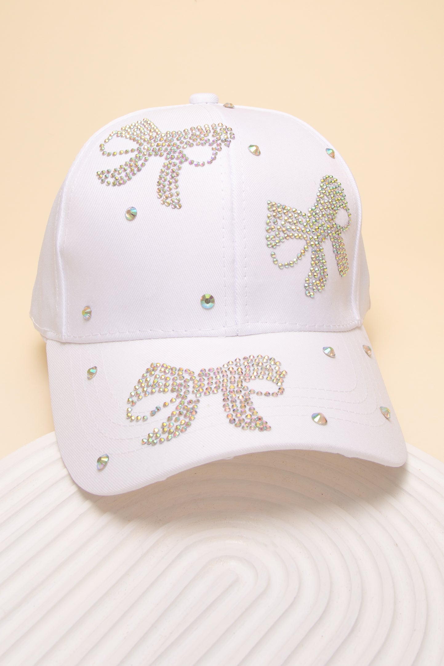 Haven Rhinestone Embellished Bow Design Relaxed Fit Denim Baseball