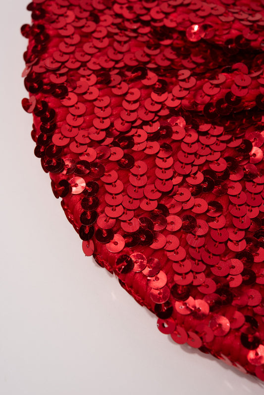Emily Sequin Beret Hat | Red