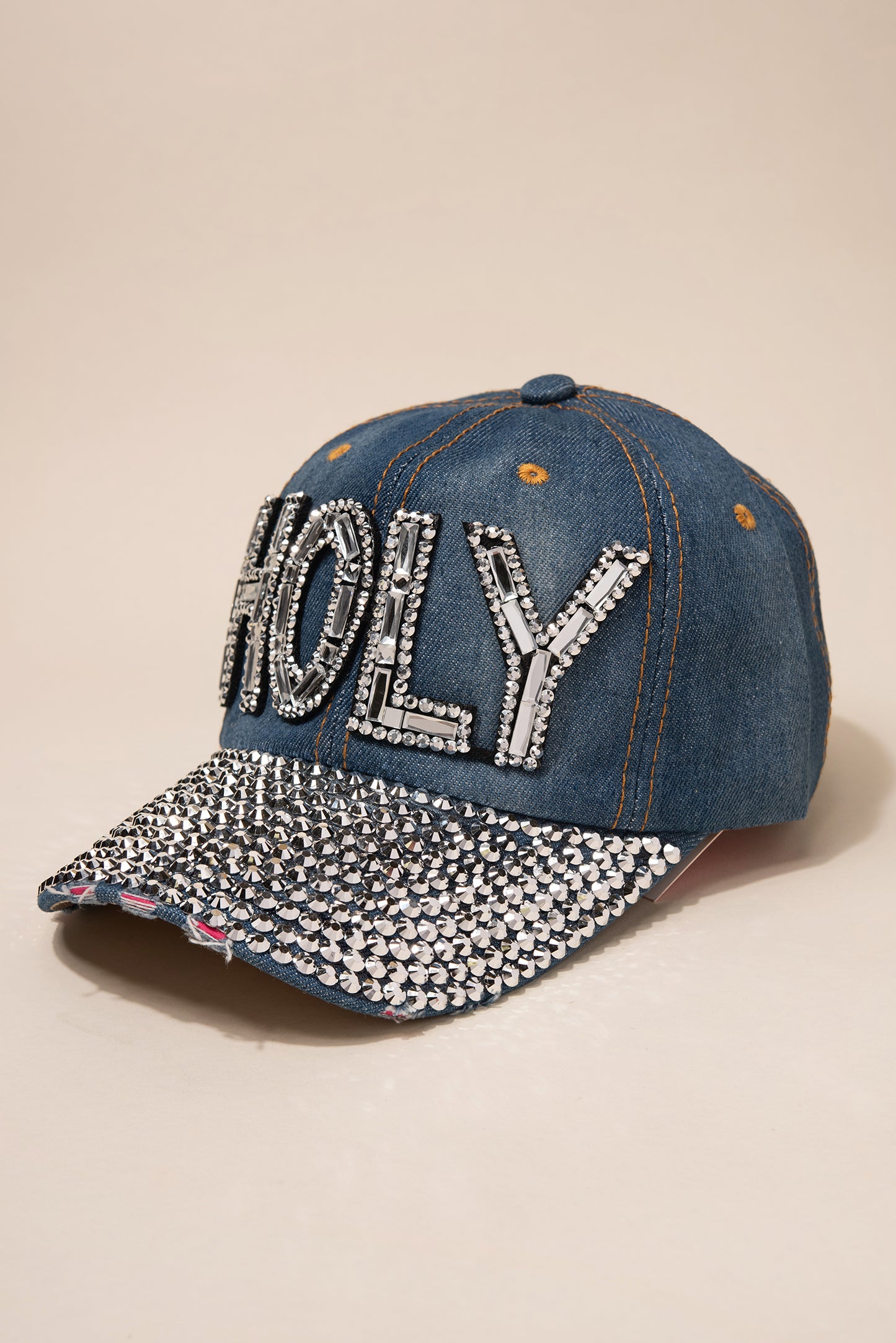 Rhinestone HOLY Denim Cap