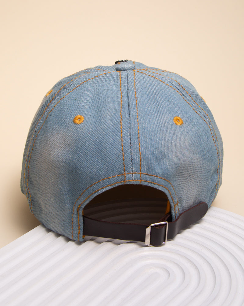 Hannah Rhinestone Cursive Love Denim Baseball Cap