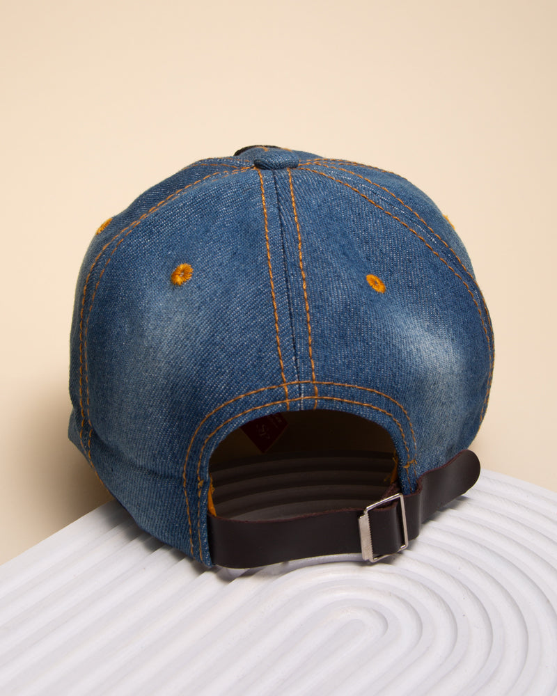 Hannah Rhinestone Cursive Love Denim Baseball Cap