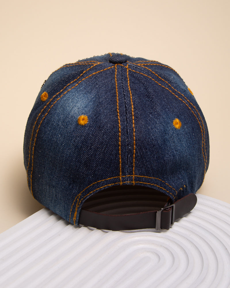 Stacy Rhinestone Studded "Basketball Mom" Denim Baseball Cap