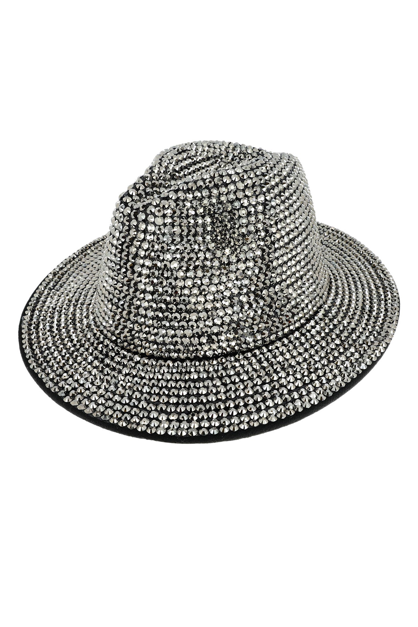 Chloe Rhinestone Embellished Fedora Hat | Hematite