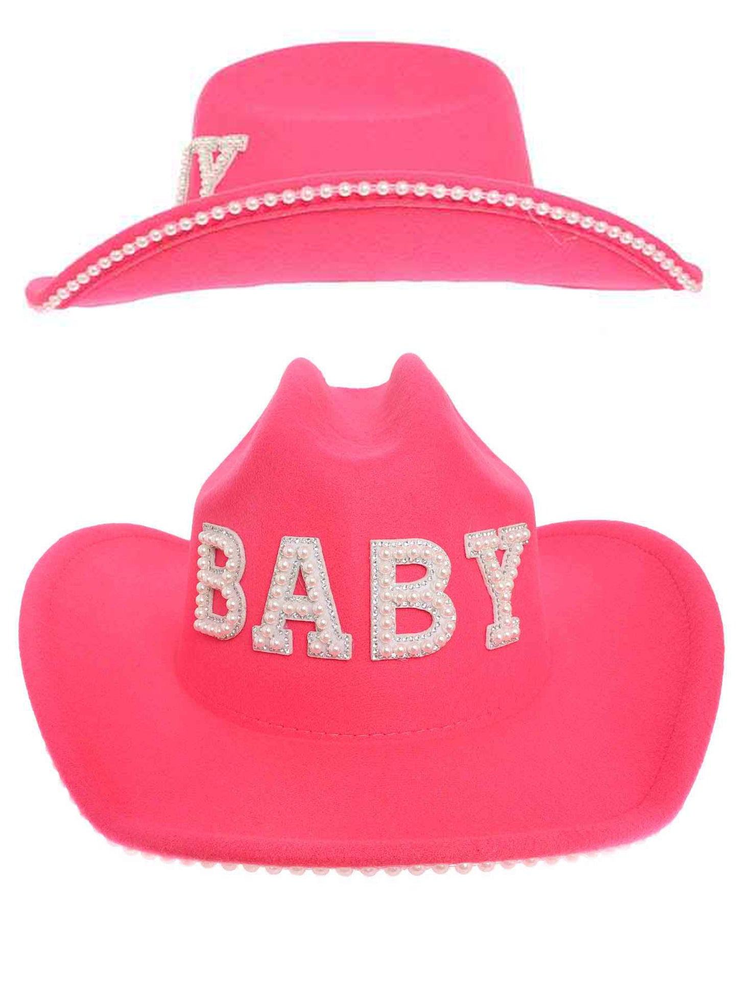 Paisley Western Baby Pearl Embellished Felt Cowboy Hat