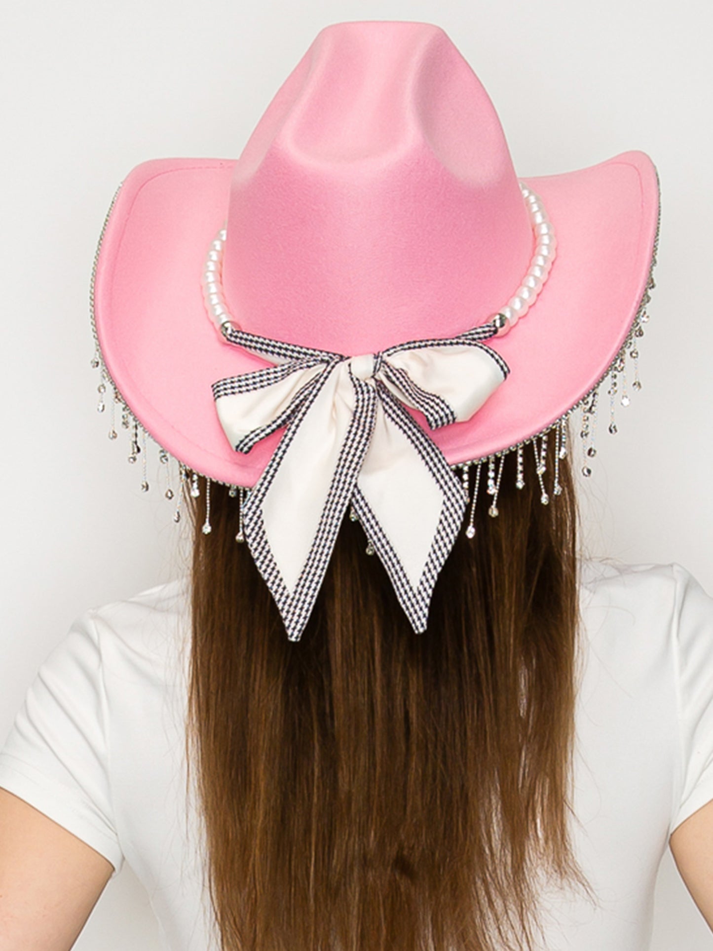 Iris Cattleman Styled Felt Cowboy Hat with Decorative Pearl Band