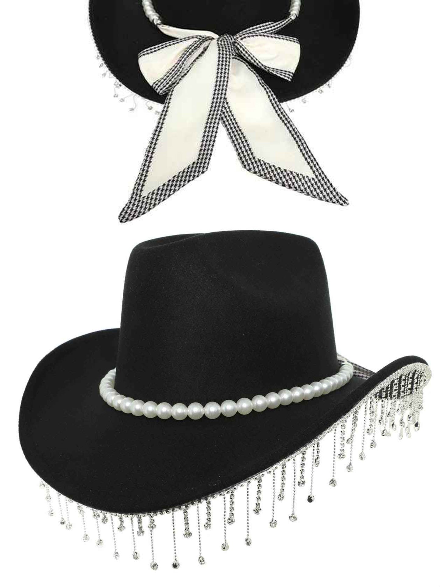 Iris Cattleman Styled Felt Cowboy Hat with Decorative Pearl Band