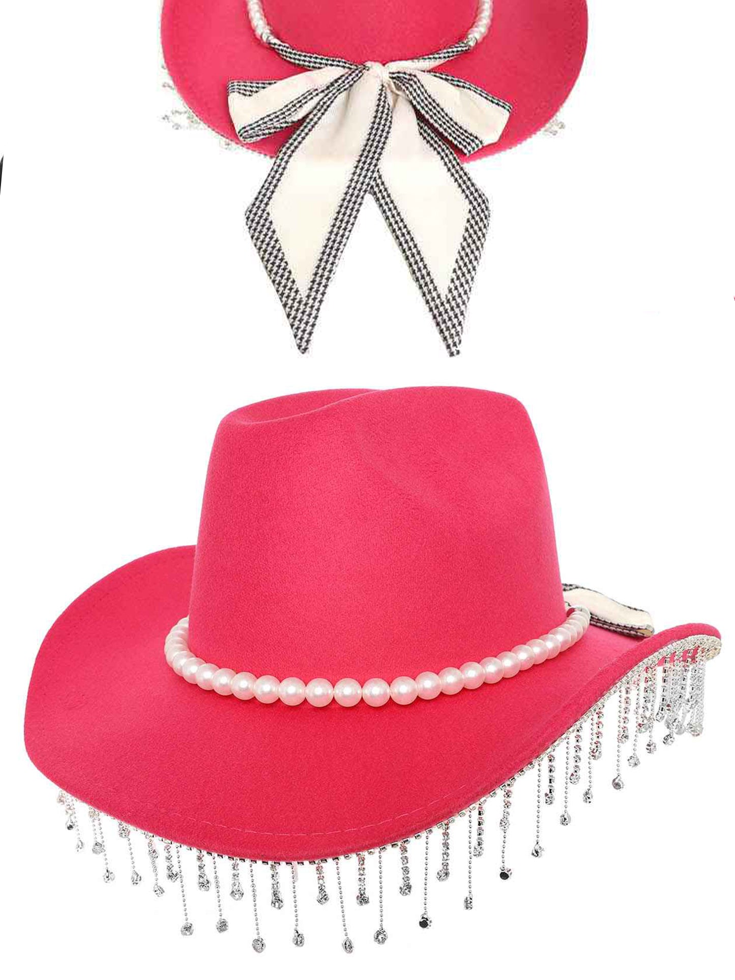 Iris Cattleman Styled Felt Cowboy Hat with Decorative Pearl Band