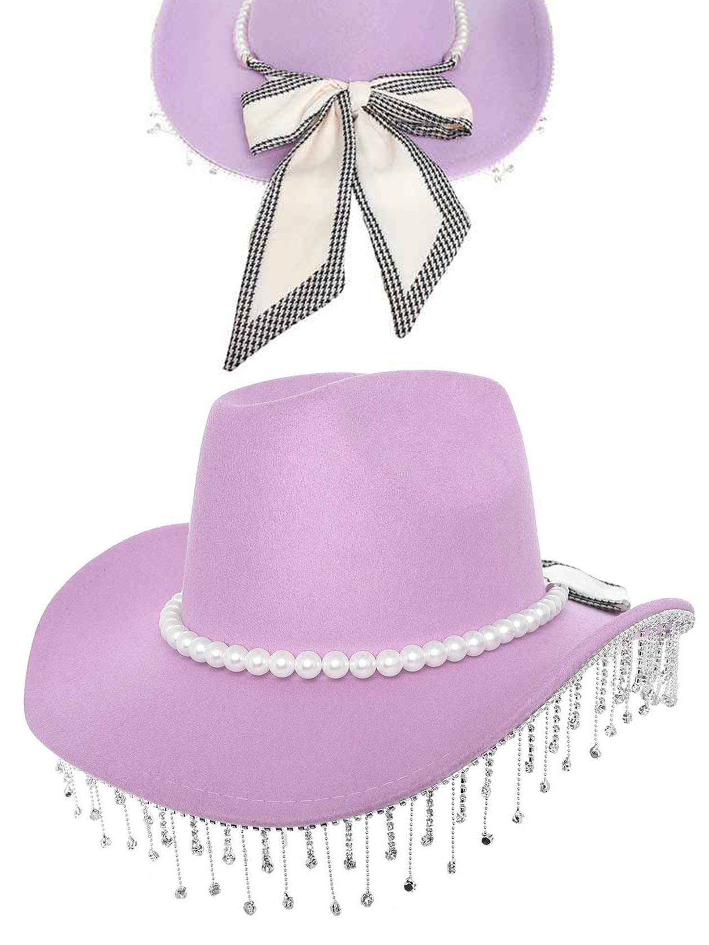 Iris Cattleman Styled Felt Cowboy Hat with Decorative Pearl Band