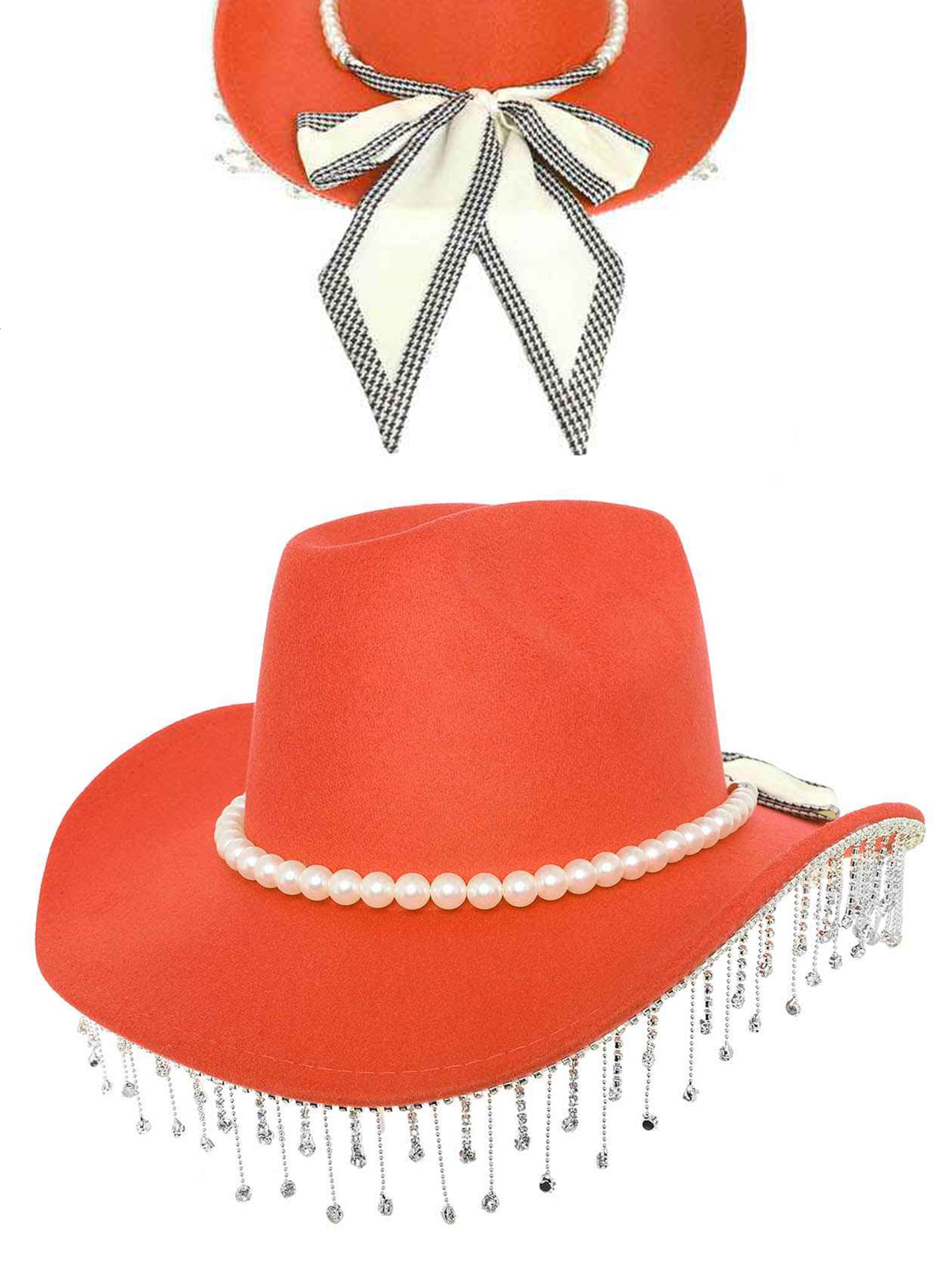Iris Cattleman Styled Felt Cowboy Hat with Decorative Pearl Band