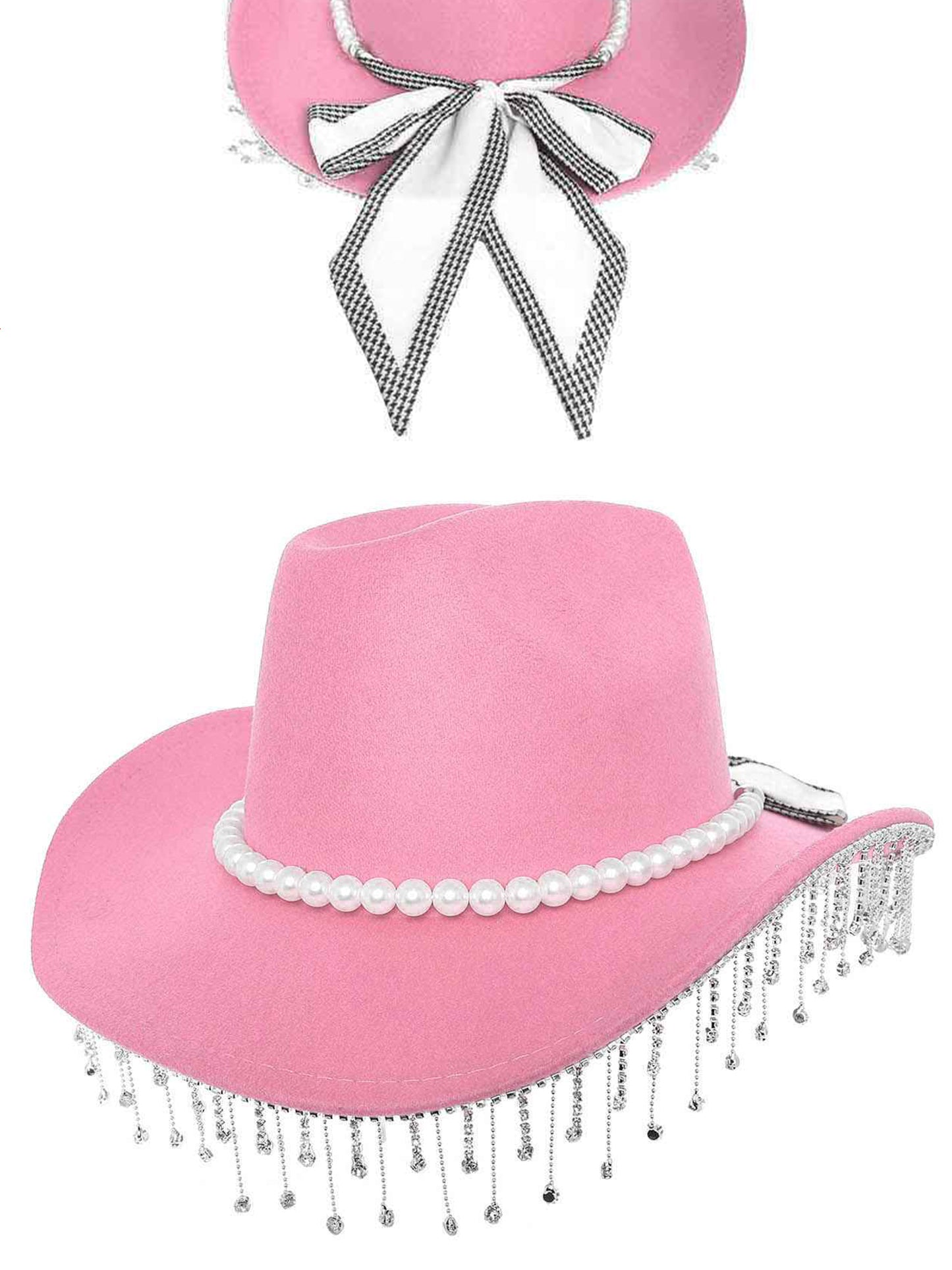 Iris Cattleman Styled Felt Cowboy Hat with Decorative Pearl Band