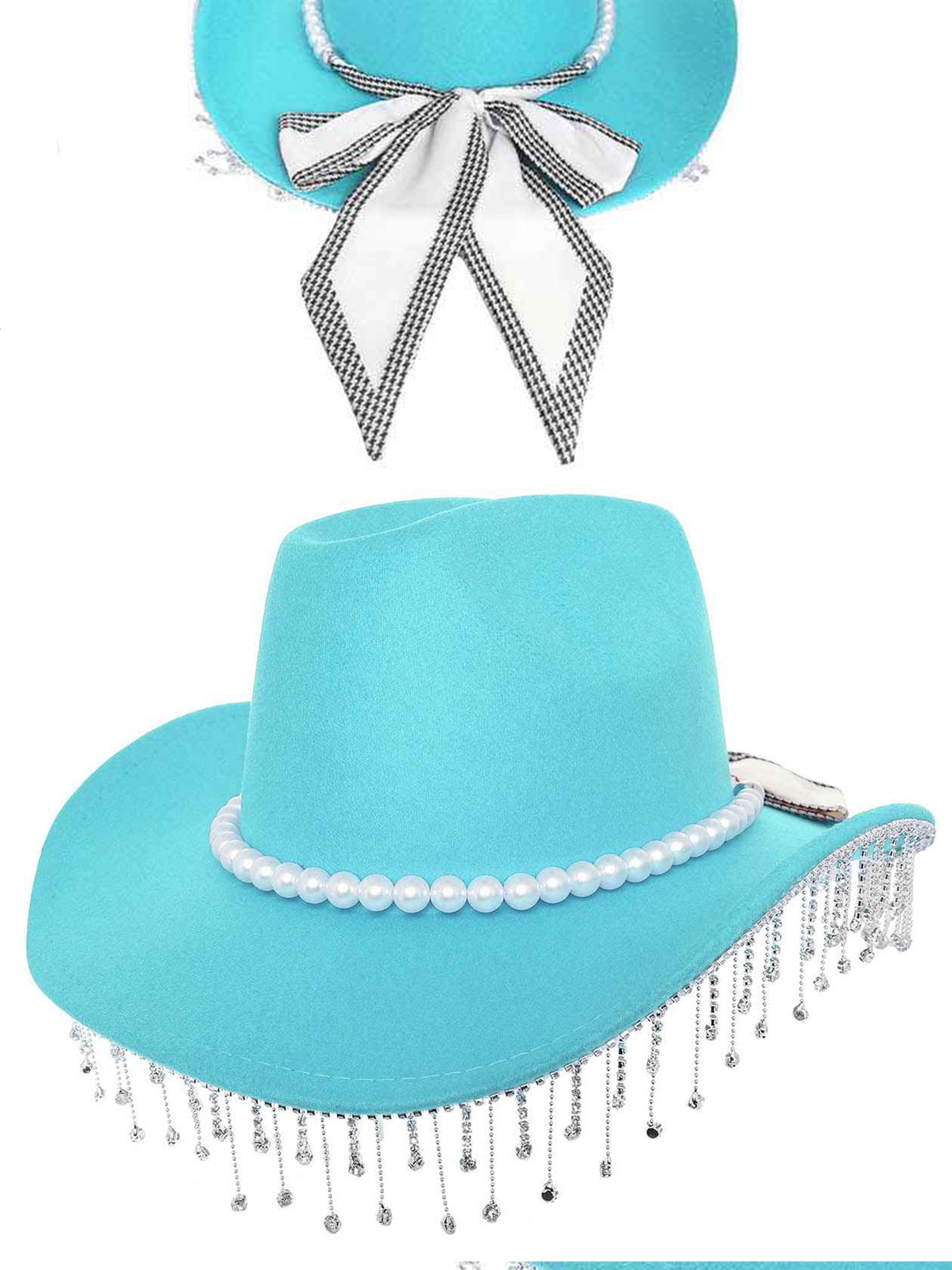 Iris Cattleman Styled Felt Cowboy Hat with Decorative Pearl Band