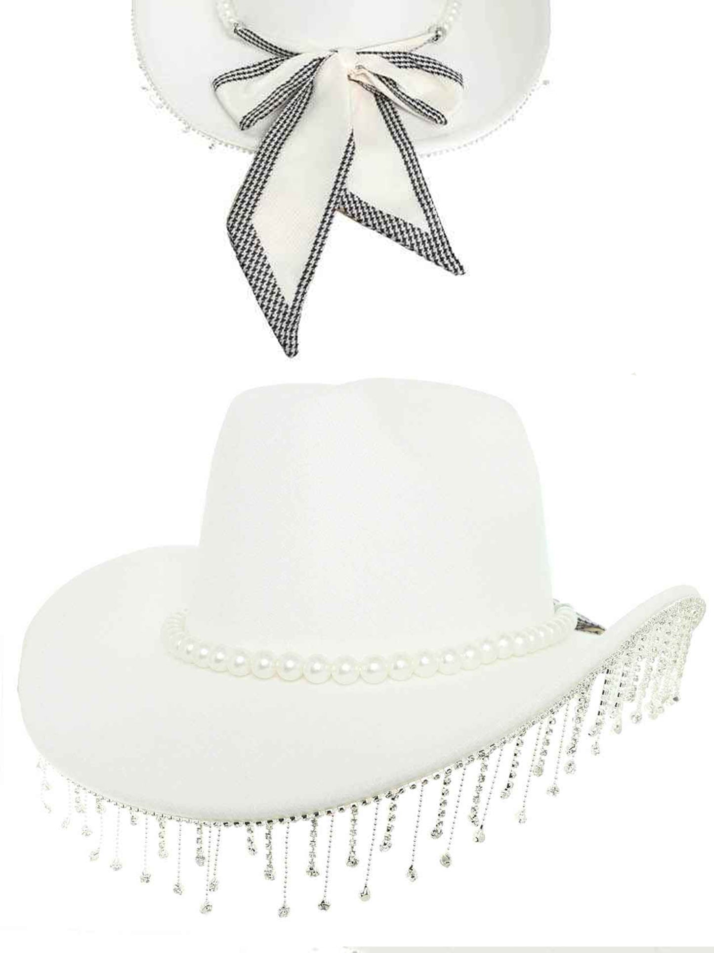 Iris Cattleman Styled Felt Cowboy Hat with Decorative Pearl Band