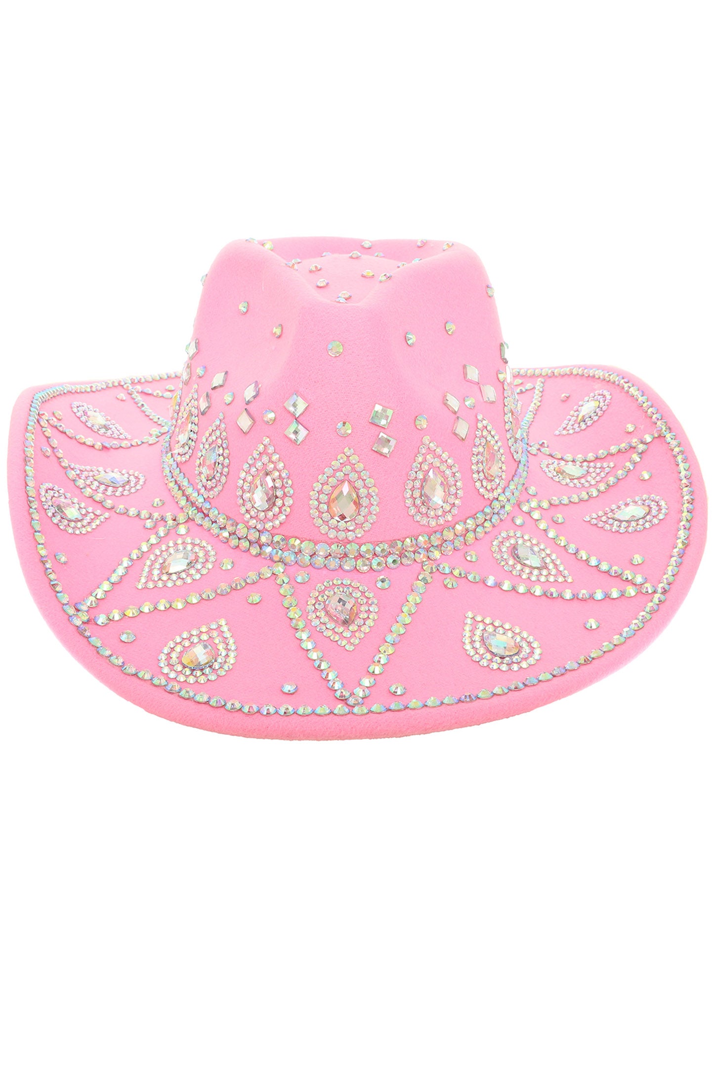 Sofia Sombrero Style Cowboy Hat with Crystal and Pearl Accents | Pink