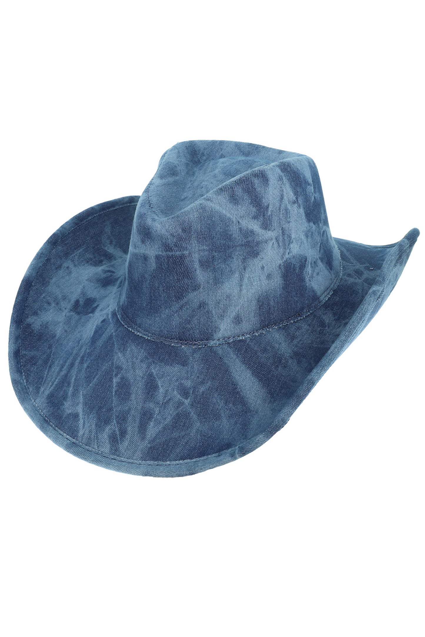 Alice Western Stitched Denim Cowboy Hat in Washed Fabric | Dark Blue