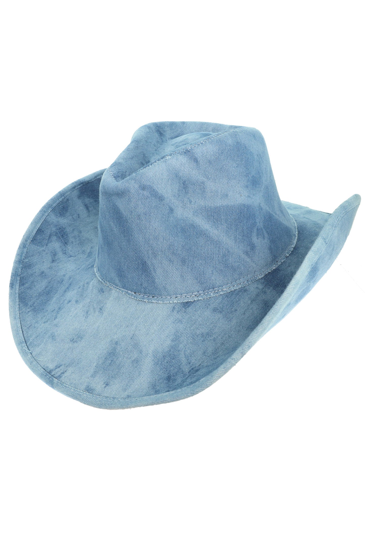 Alice Western Stitched Denim Cowboy Hat in Washed Fabric | Blue