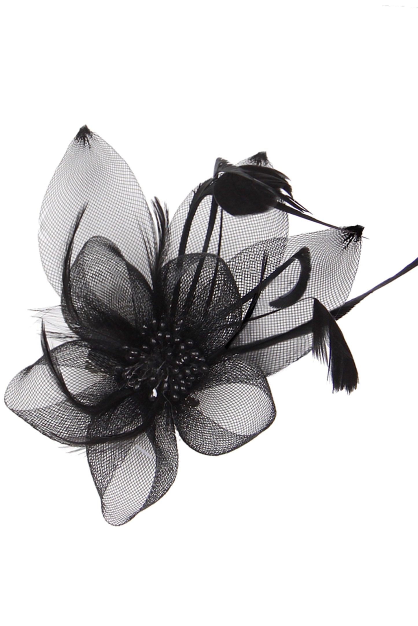 Hallie Organza Floral Mesh Fascinator | Black