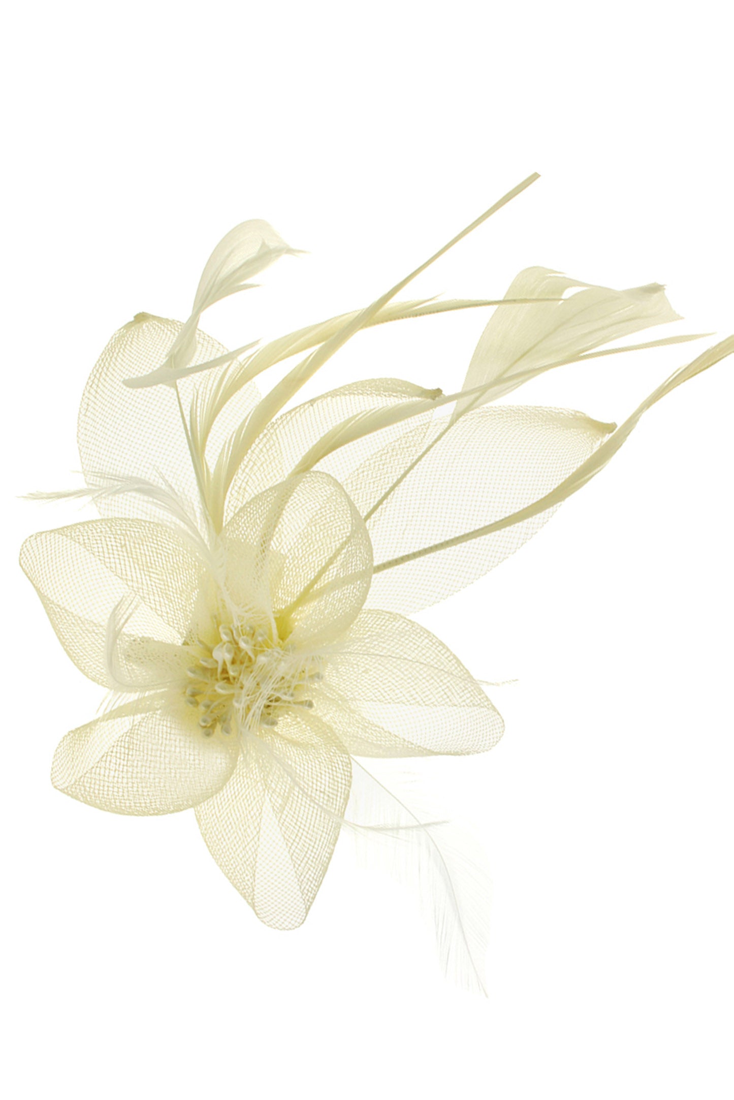 Hallie Organza Floral Mesh Fascinator | Ivory
