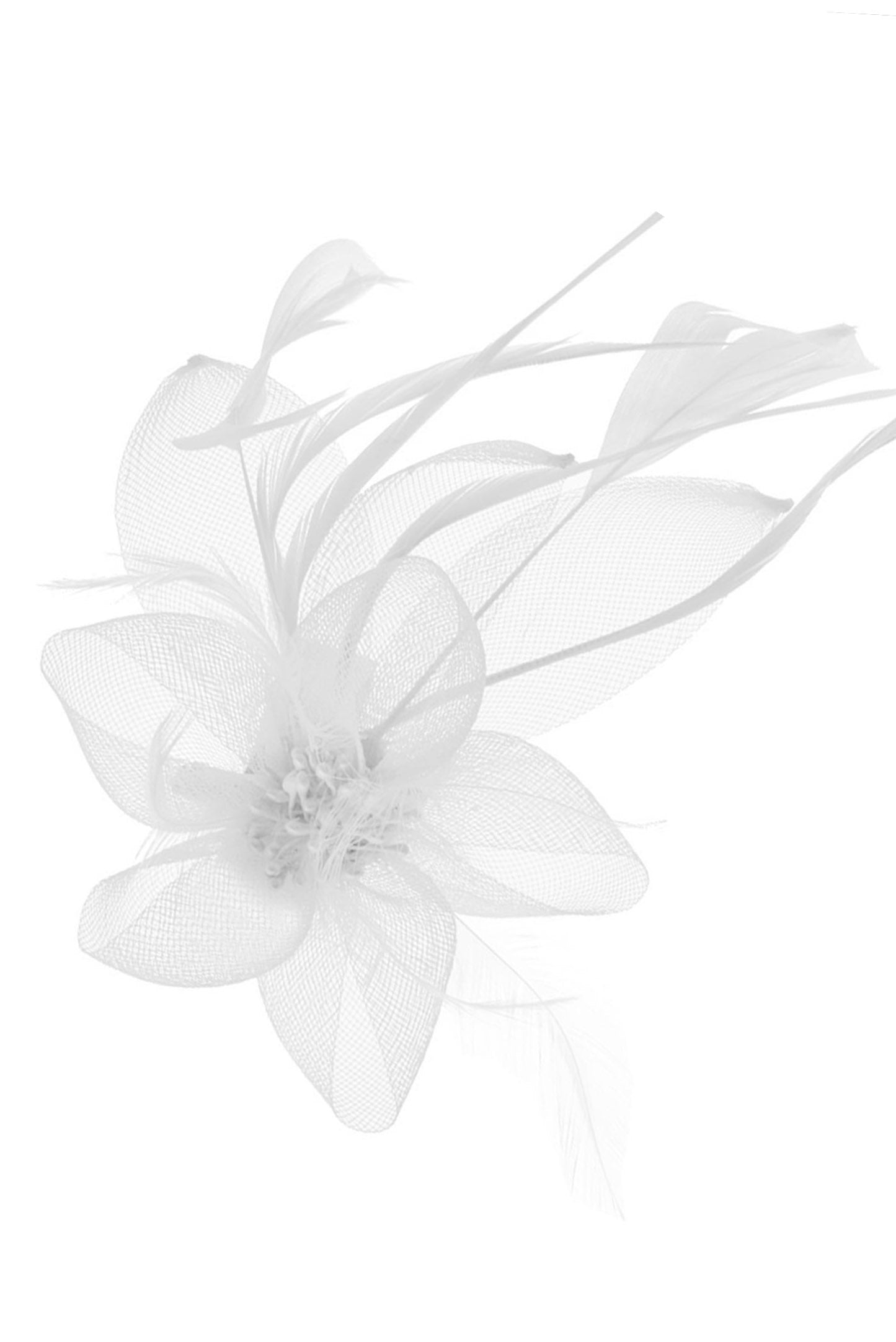 Hallie Organza Floral Mesh Fascinator | White
