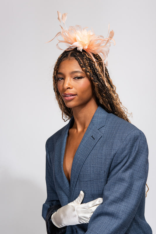 Amara Cluster Loop Flower Fascinator | Peach