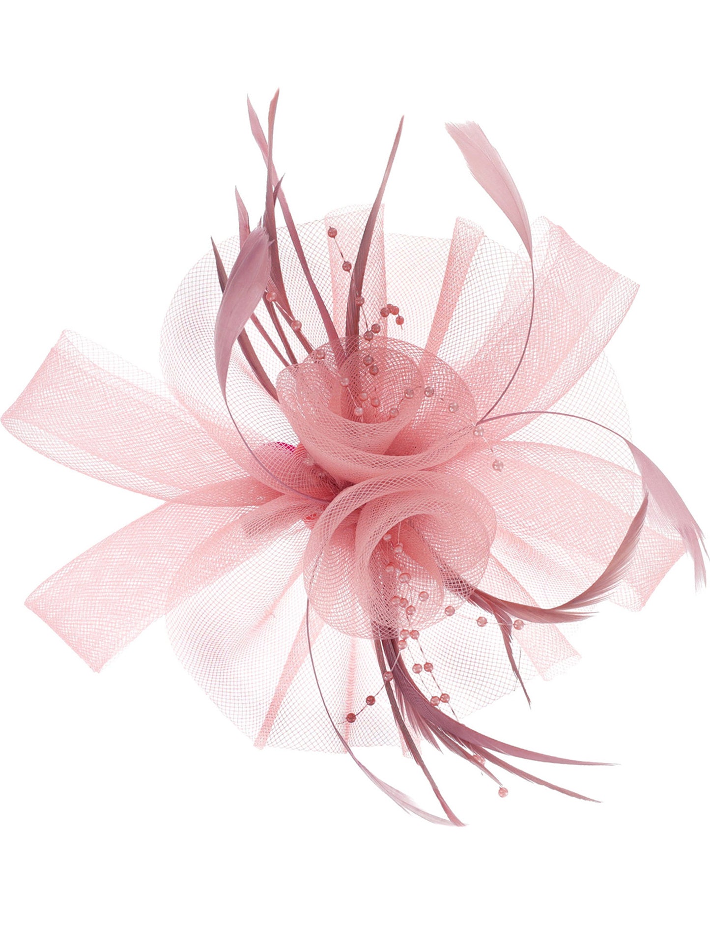 Vivian Feather & Double Floral Mesh Fascinator Headband/Clip