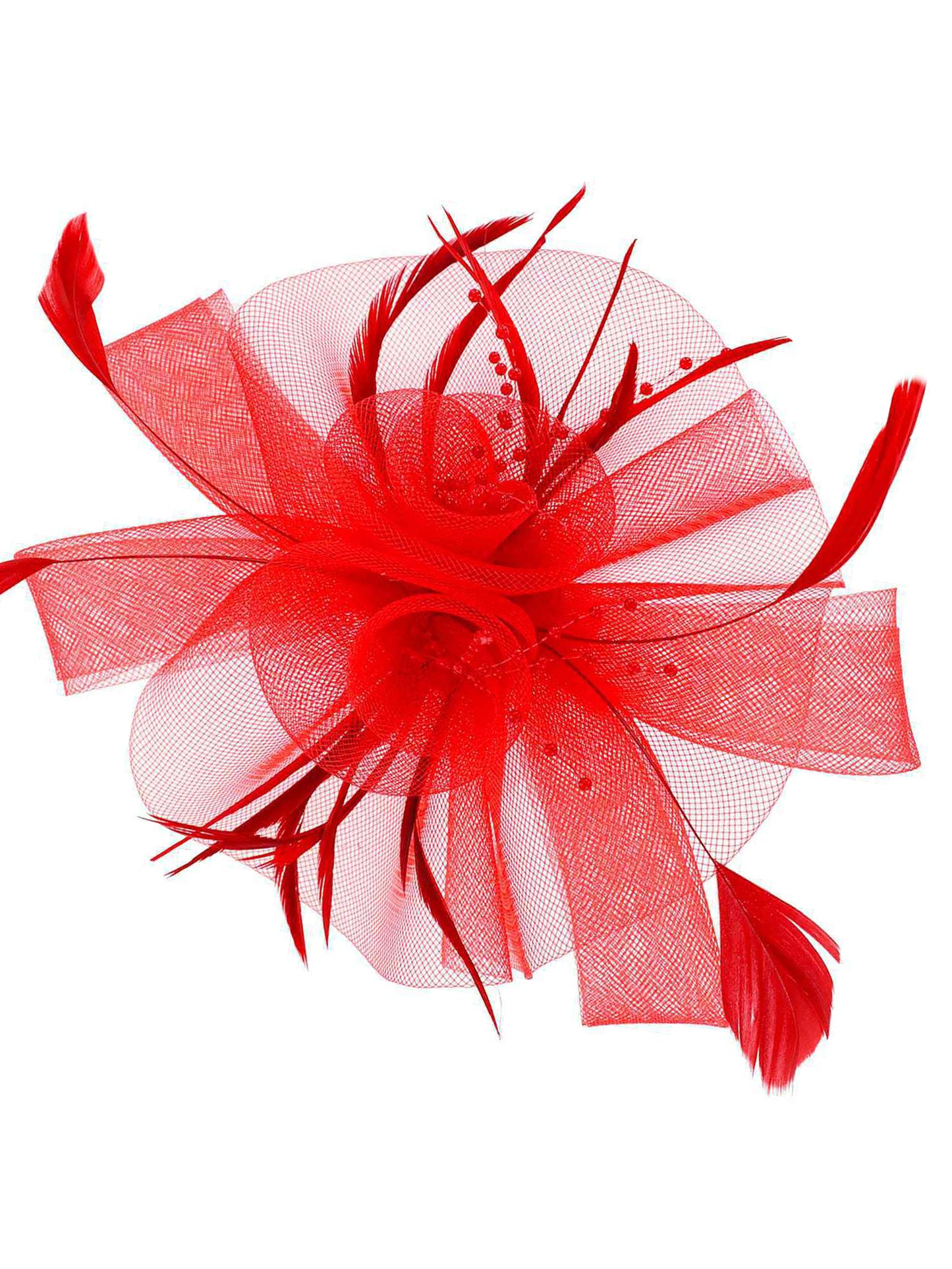 Vivian Feather & Double Floral Mesh Fascinator Headband/Clip
