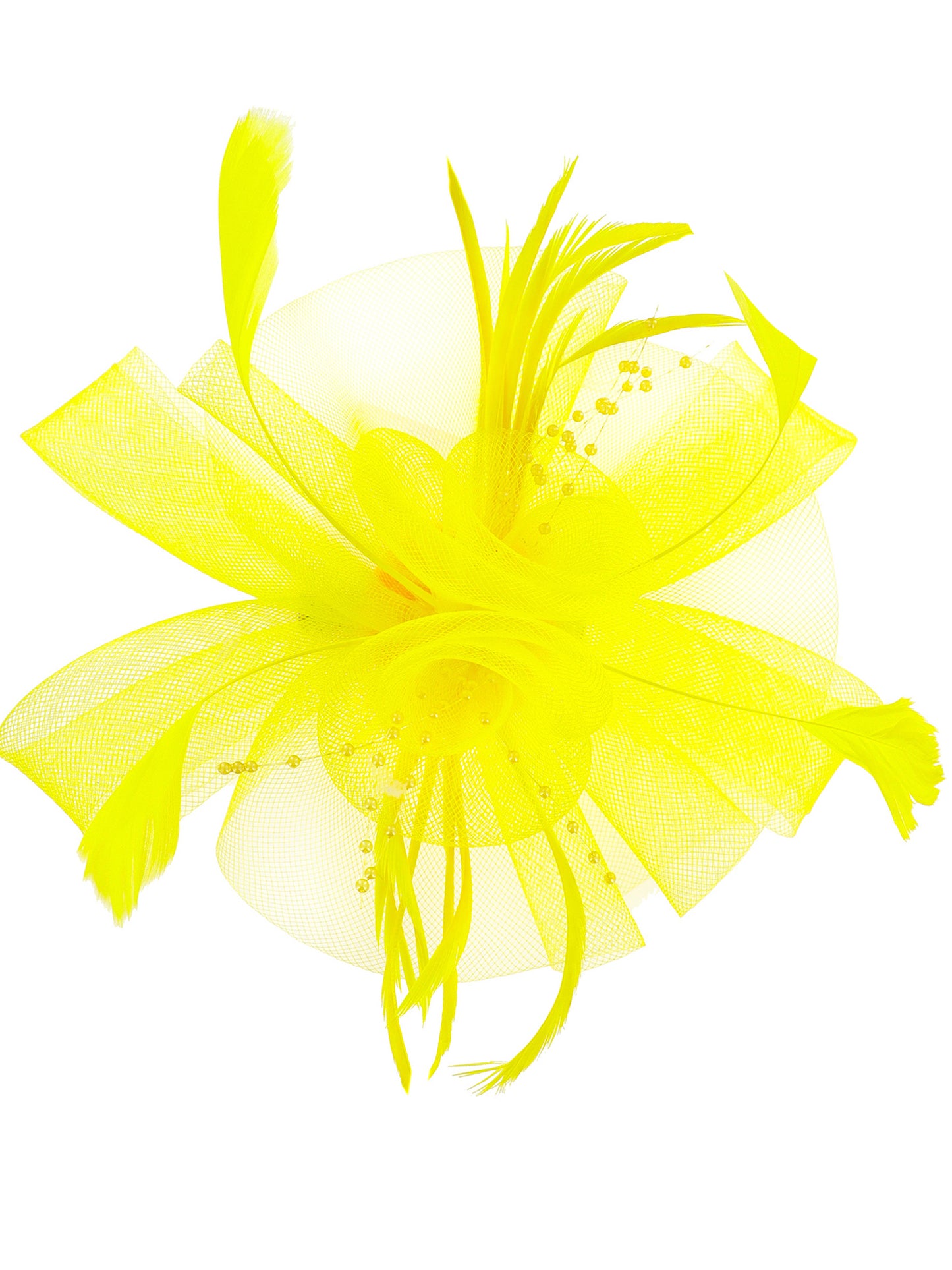 Vivian Feather & Double Floral Mesh Fascinator Headband/Clip