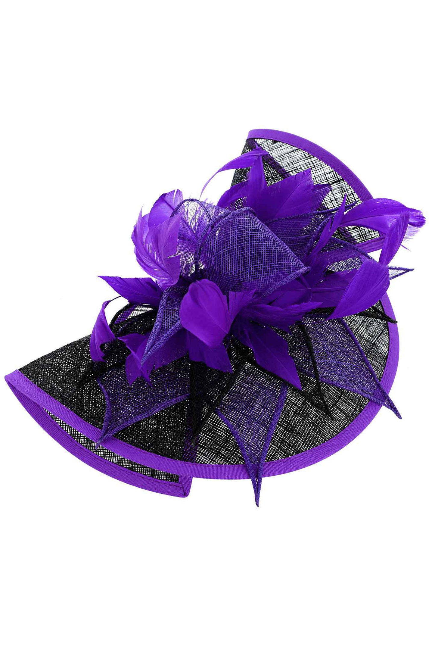 Sylvia Two Tone Folded Fascinator with Headband and Clip | Purple