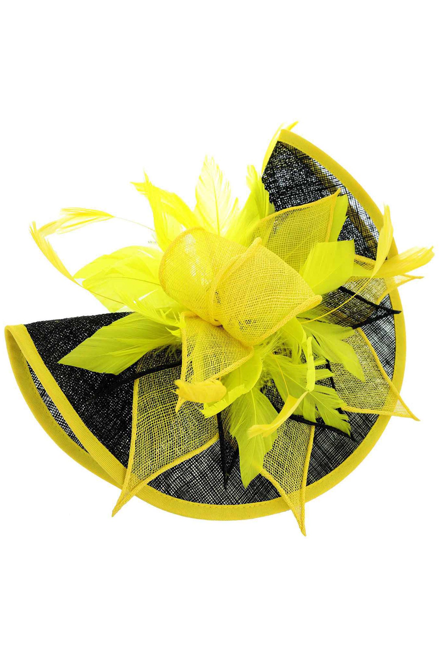 Sylvia Two Tone Folded Fascinator with Headband and Clip | Yellow