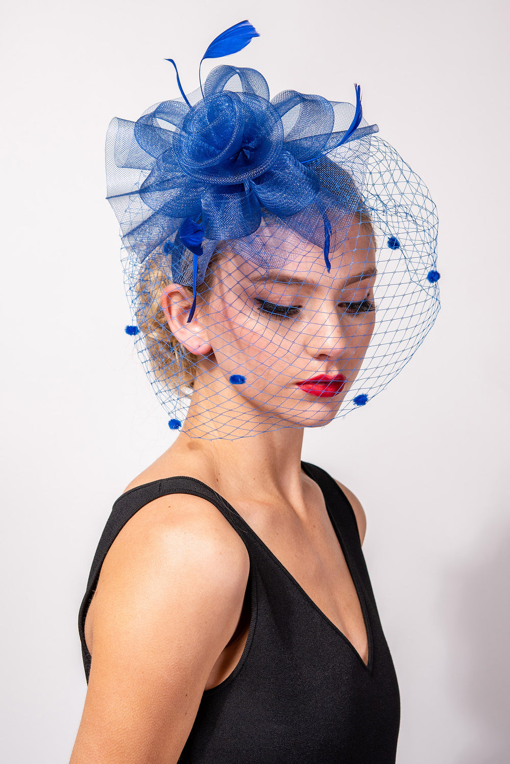 Blair Flower w/ Dotted Netting Mesh Women's Fascinator